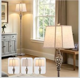 65'' Rustic Floor Lamp for Living Room with 2 Light Sources