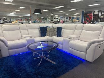 Amazing Offer Now🚨Beautiful White Power Reclining Sectional With LED Lighting $1699