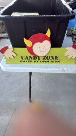Halloween Candy Zone Wooden Sign