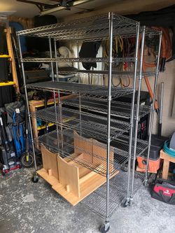 (2) Wire shelves with wheels