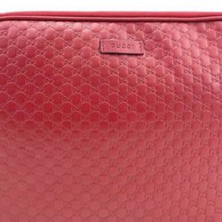 GUCCI Guccissima Zip Wristlet Leather Pouch Clutch Red