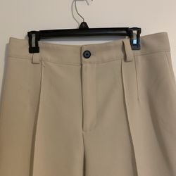 Zara Women's Wide-Leg Pants Dress Beige, Size L