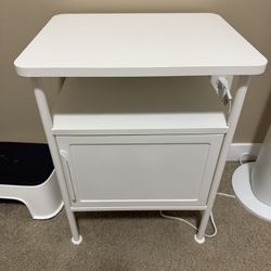 IKEA White Nightstand / Side Table with Storage Cabinet