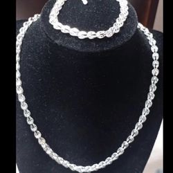 18” Sterling Silver Necklace And 8” Bracelet 