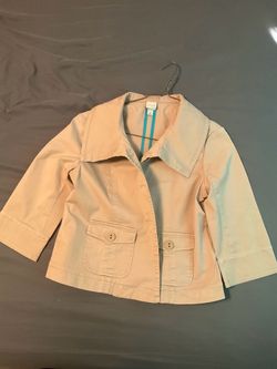 Khaki Cropped Jacket with Button Pockets