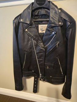 Heavy duty leather biker jacket size forty men's