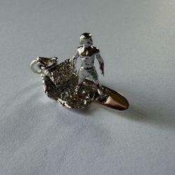 Vintage L. Bach Signed Sterling Silver .925 Surfing Hawaii Surfer Charm