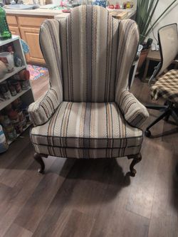 Wingback Armchair with Queen Anne Legs