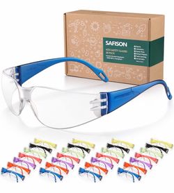 28 Pack Kids Safety Glasses, ANSI Z87.1 Child Size Protective Goggles in 7 Colors, Scratch and Impact Resistant Clear Lens Eyewear with Color Frame fo