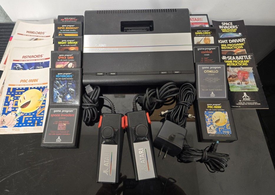 Atari 7800 Original Released Video Game Console - With 2 Controllers Pluggings and Games Bundle