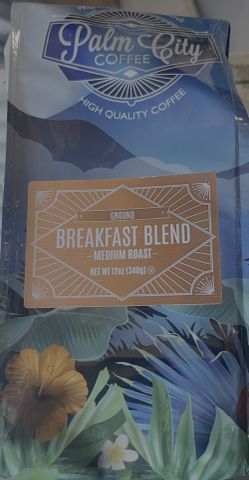 Palm City Coffee Breakfast Blend Medium Roast Ground 12oz Bag And 12 In The Box POD