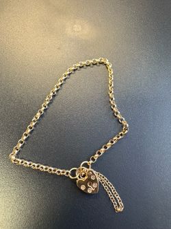 10k Yellow gold heart lock bracelet