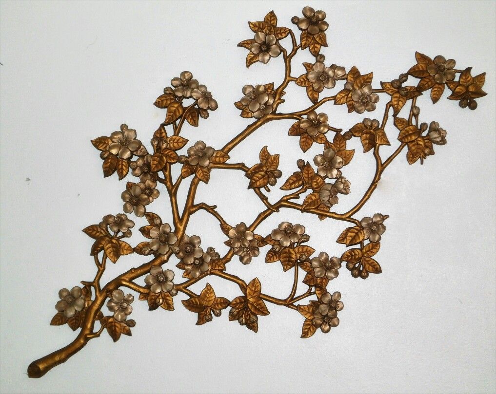 Vintage Mid Century Modern Burwood Dogwood Cherry Blossom Wall Plaque Hanging