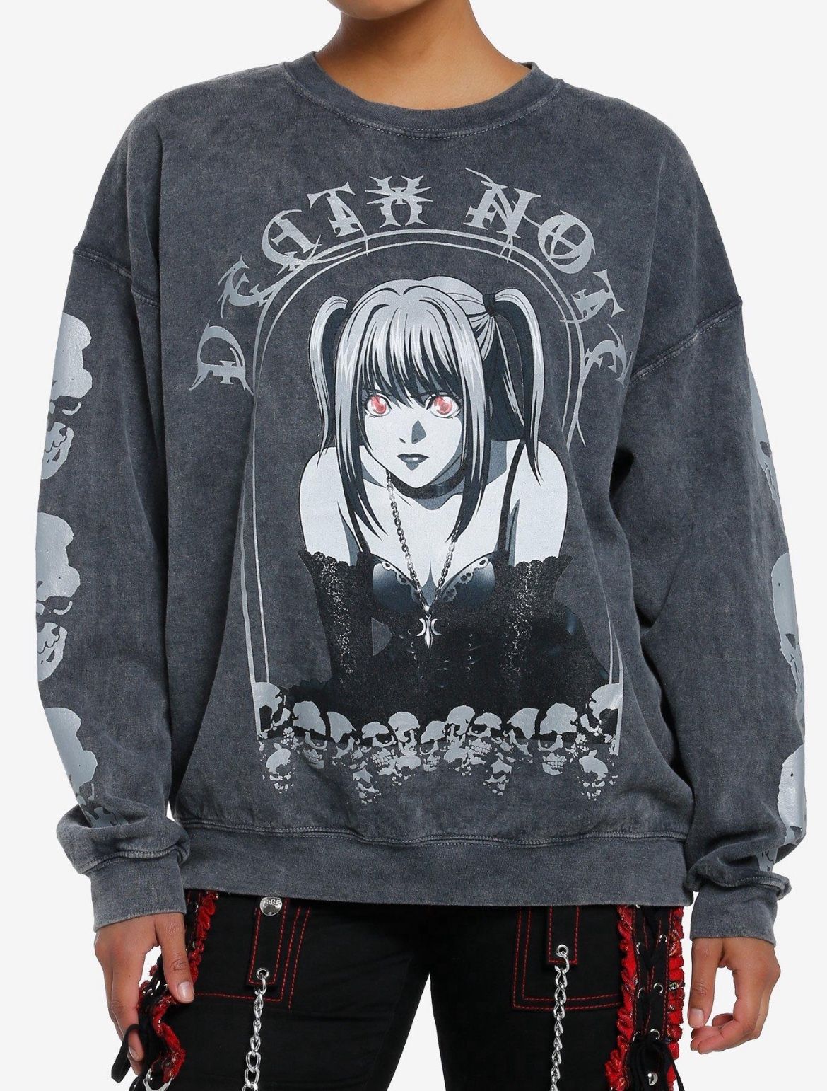 Death Note Misa Amane Metallic Dark Wash Crewneck Sweatshirt Oversized Size M