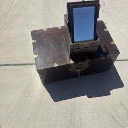 Vintage Antique Korean Tansu Elm Wood Chest, And Chineese Mirror