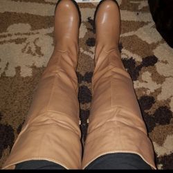 Tan Studded Thigh BOOTS Size 10