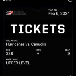 Three Carolina HURRICANES tickets For Sale. Game Tonight. 2/6/24