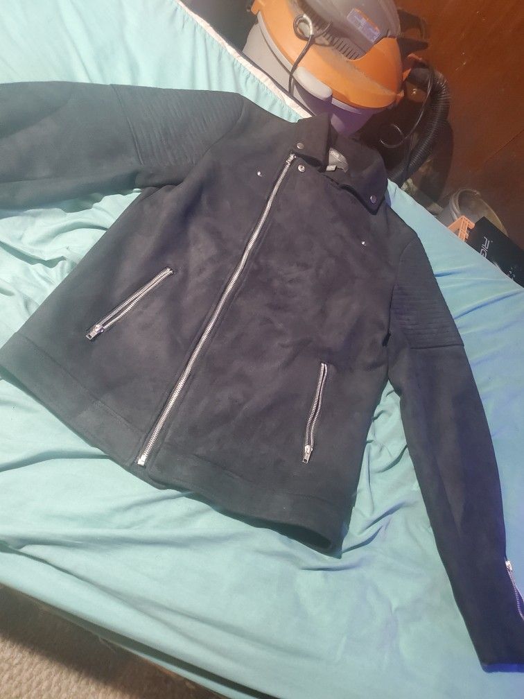 Men's Black S Brand New Suede Biker Jacket For $60