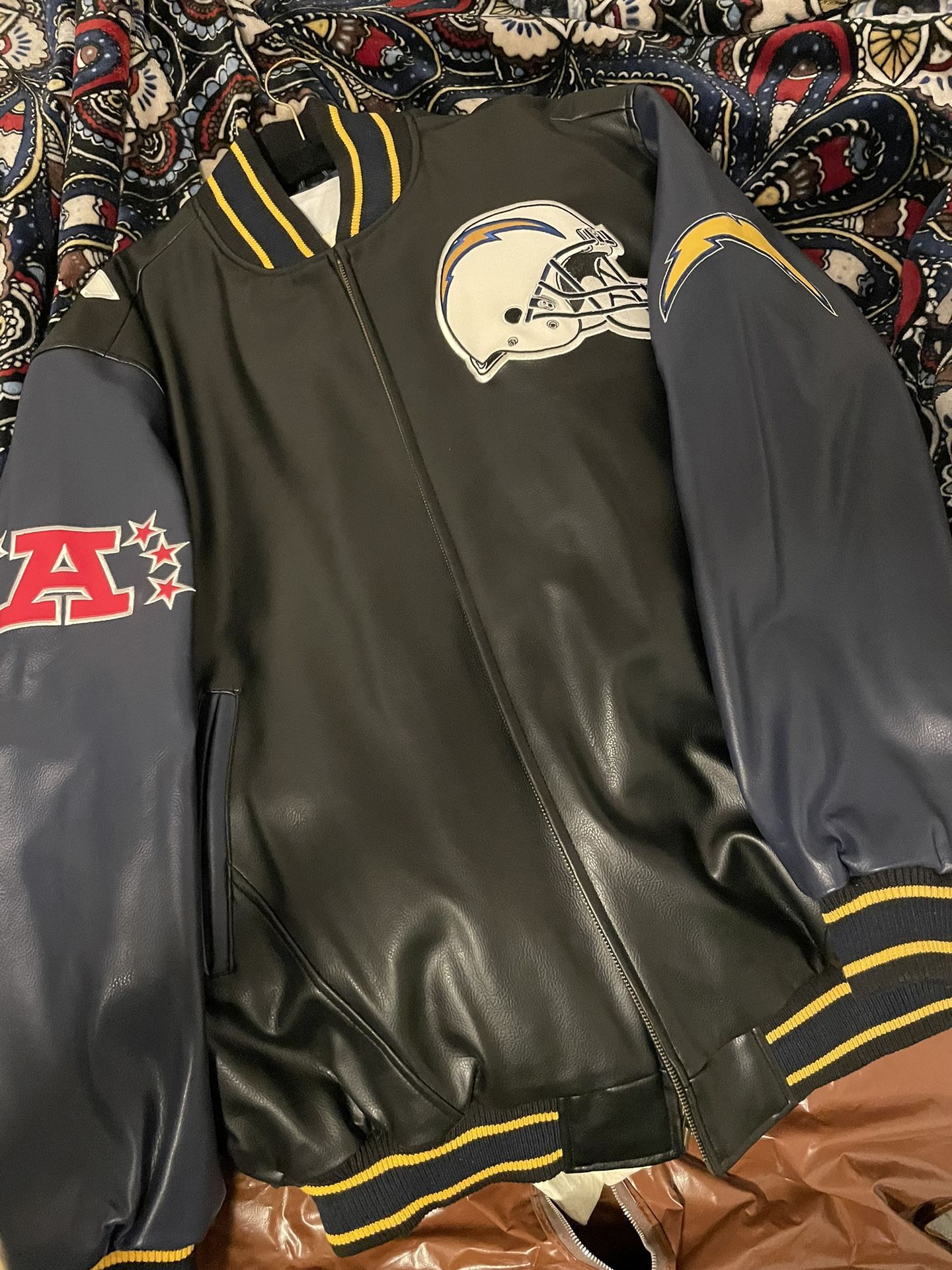 NFL Los Angeles Chargers Leather Bomber Jacket