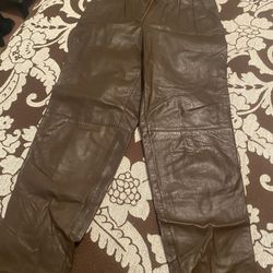 Toffs Brown Leather Pants Size 4m