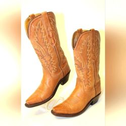 Old West L1529 Brown Tan Leather Cowboy Cowgirl Western Boots Women 5.5 B