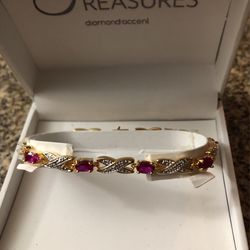 Brand New 18k Gold Plated Bracelet With Ruby