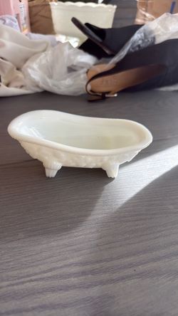 Milk Glass Clawfoot Bathtub Dish