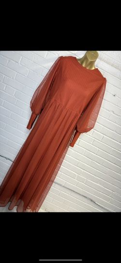 Burnt Orange Pleated Occasion Dress – Small & Medium By