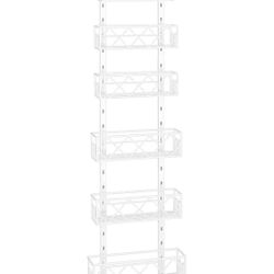 Over the Door Pantry Organizer 8-Tier Adjustable Baskets Hanging Spice Door Rack Narrow - 13.78" W x 65.16" H Behind the Door Storage for Kitchen, Bat