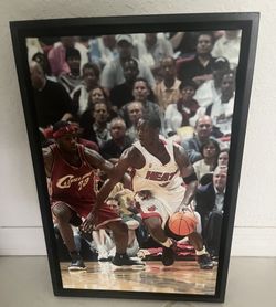 Dwayne Wade Vs  LeBron James Wall Art 