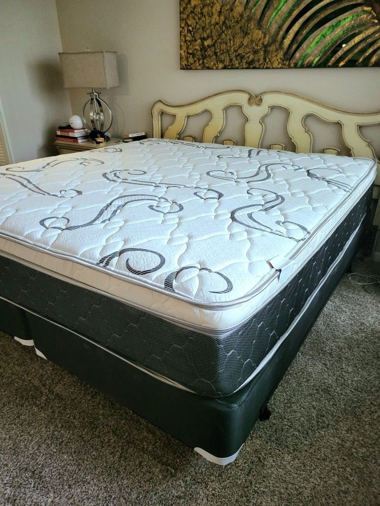 🌈NEW KING PILLOWTOP MATTRESS and BOX Bed Frame Sold - Main Image