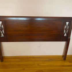 Antique headboard, nightstands