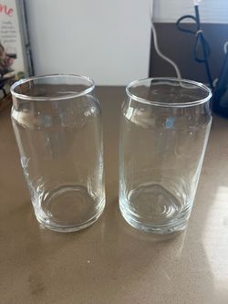 Drinkware - Set of 2 Clear Glass Beer Can Tumblers