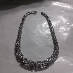 925 Sterling Silver Braided Necklace Lent 18-in In The Middle Is 3/4 Inch New