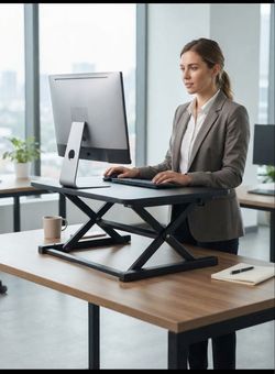 New Adjustable Standing Desk Converter Desk Riser with Laptop Keyboard Workstation Black 24"X 12"