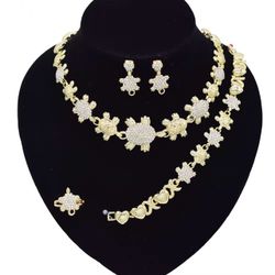 18K Gold Plated, Turtle X and Heart Jewelry Set