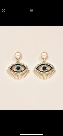 Evil Eye Pearl Fashion Dangling Earrings