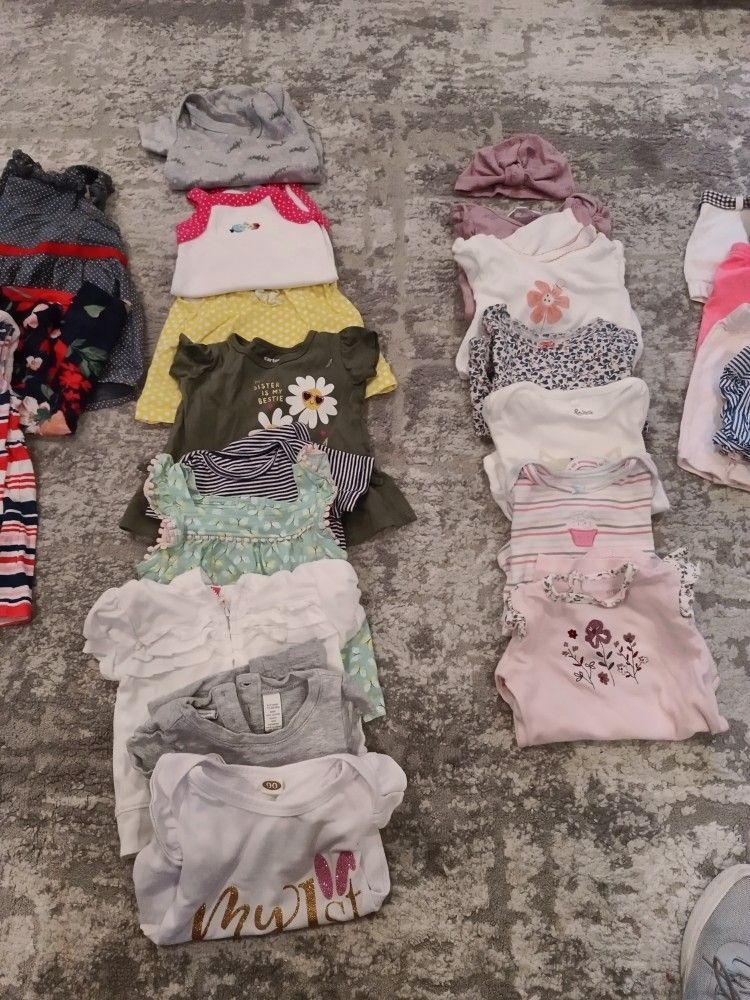Baby Girl Clothes Size 3mo, 6mo, 9mo, Some 12.