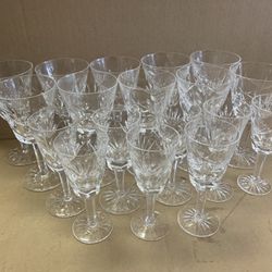 Waterford Ashling Water Stemmed Crystal Goblet Lot Of 18 