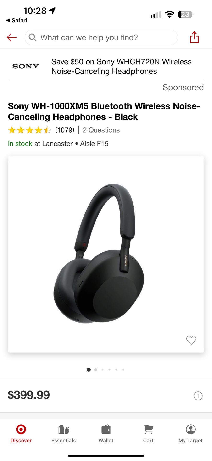 Sony WH-1000XM5  Wireless Noise Canceling Headphones