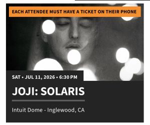 JOJI TICKETS JULY 11 SATURDAY