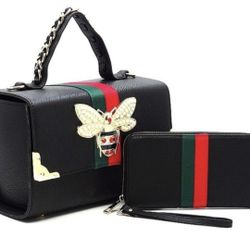  Black Satchel With Wallet