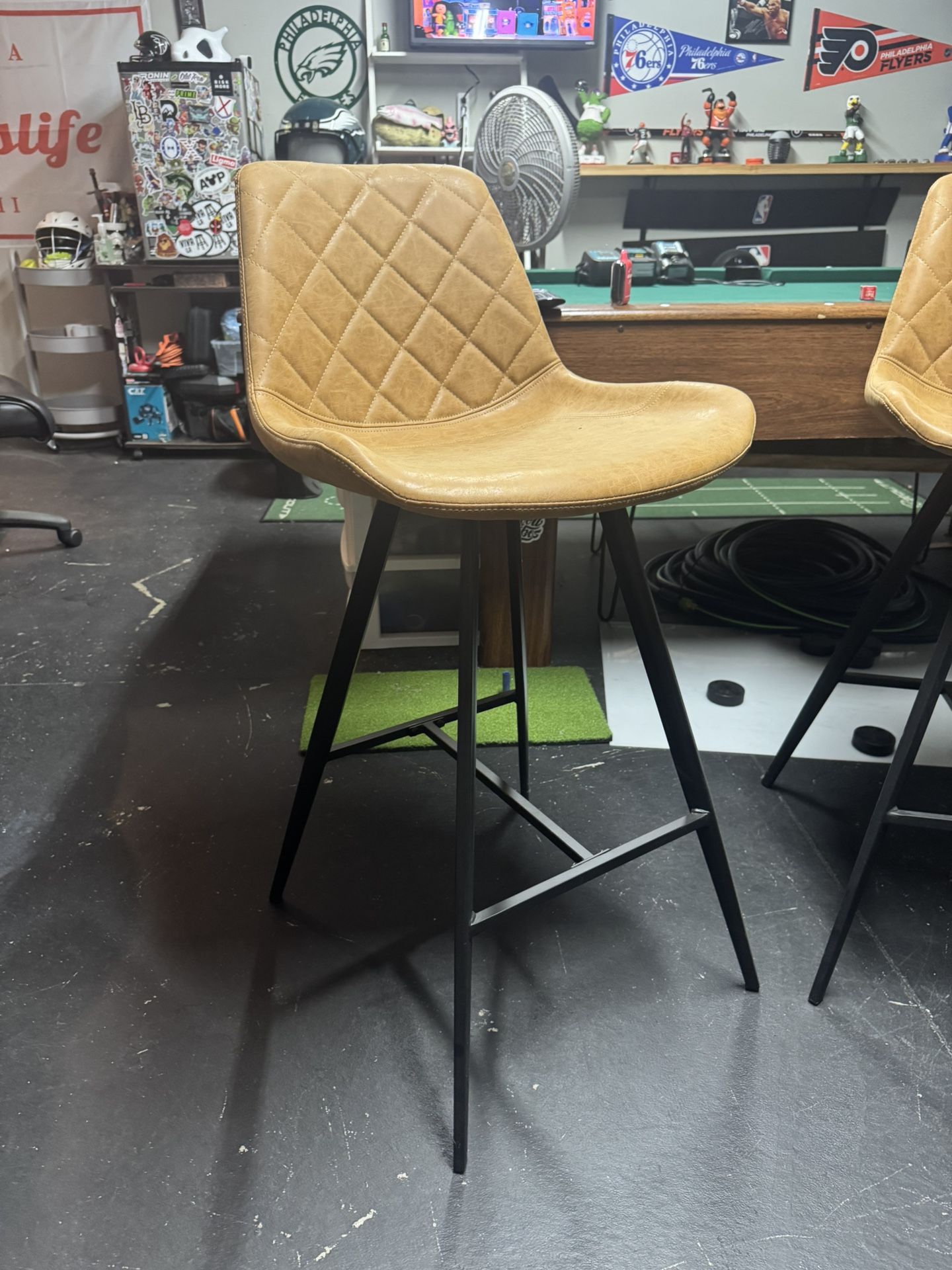 Leather And Metal Bar Stools (two)