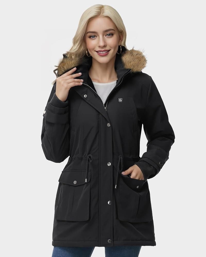 Graphene Women Heated Parka Jacket with 18400 mAh Battery Pack