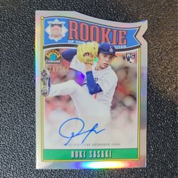 #/150 Auto Rc Roki Sasaki 2025 Bowman Chrome Rookie of the Year Favorites Dodger