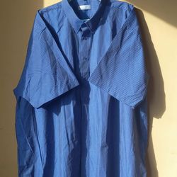 Vsx Men's Cotton Button Up Shirt  Blue Striped  Short Sleeve size 3XL / Big and Tall Extra Large top