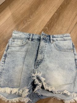 Light Wash Distressed Denim Cutoff Shorts