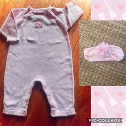 6M Baby Girl, Lullaby Club Sweater, One Piece Suit, Cotton, Bonus, Soft Headband Warm and sweet good for photos