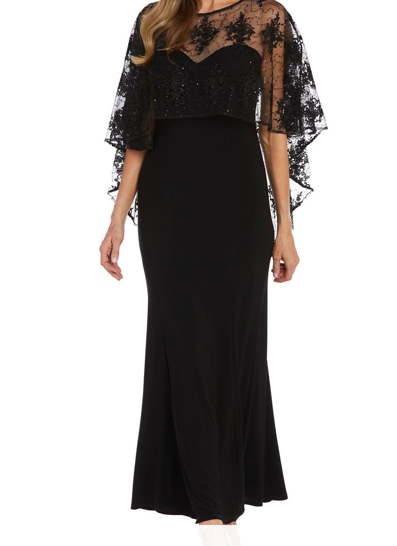 Size 18 Women's Embellished-Capelet Gown