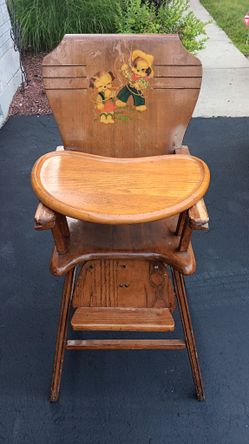 Antique Vintage Lehman Babyguard Adjustable Wood Highchair w/ Removable Tray

